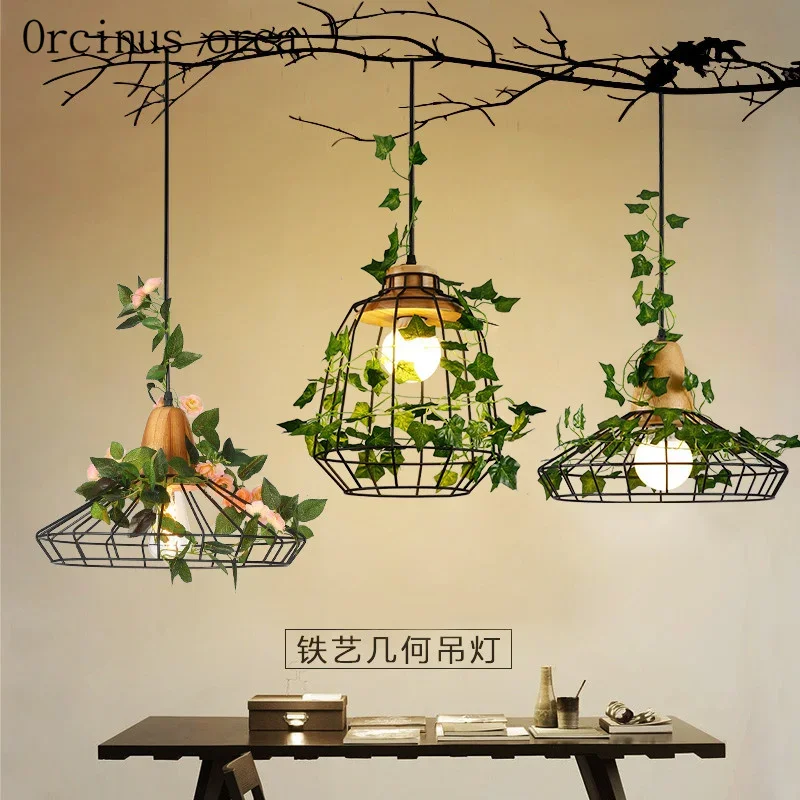 

Modern minimalist Garden Bar Restaurant lamp chandelier iron creative personality plant lights Nordic window Chandelier