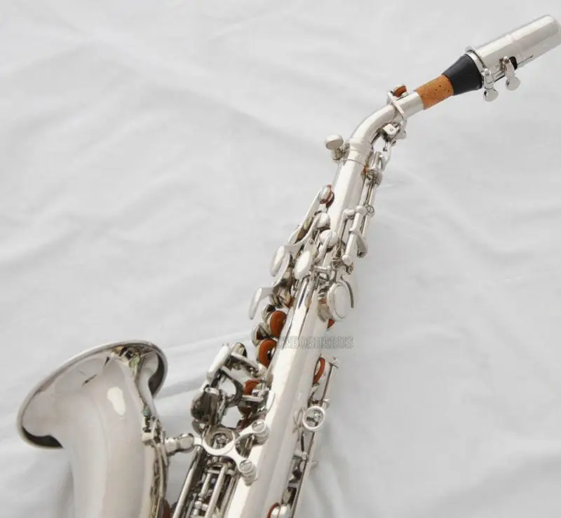 High quality TOP Silver Curved Soprano Saxophone Sax High F# Abalone Shell Key