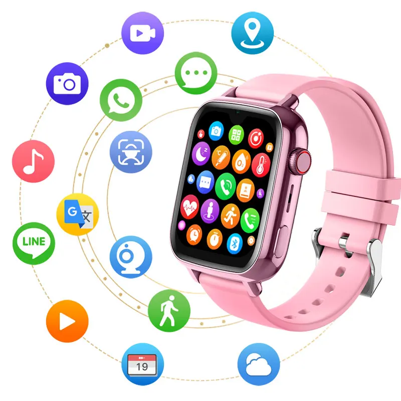 Getfitsoo 4G Smart Watch für Kinder mit GPS WiFi Kamera Video Chat Videoanruf Kt34 Klassenmodus WhatsApp Tiktok Kid SmartWatch