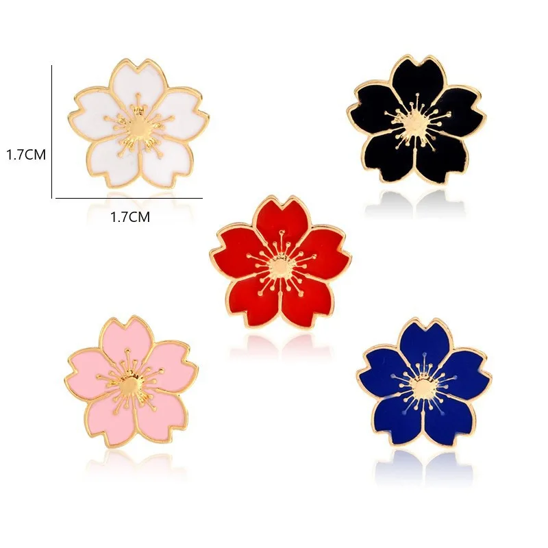 Sweet Sakura Flower Enamel Badge Brooches Pins for Women Girls Colorful Cartoon Jewelry Retro Accessories Backpack Gifts