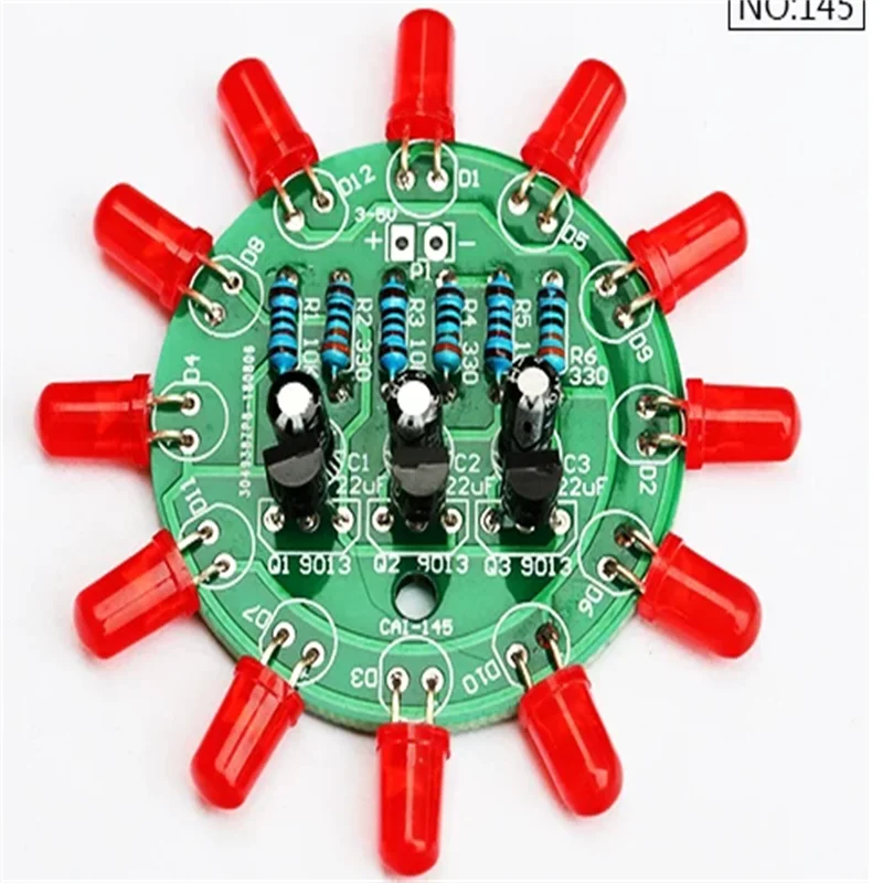 LED Circular Flow Lamp Production Kit, Transistor Oscillator DIY Skill Training, Soldering Practice, Loose Parts