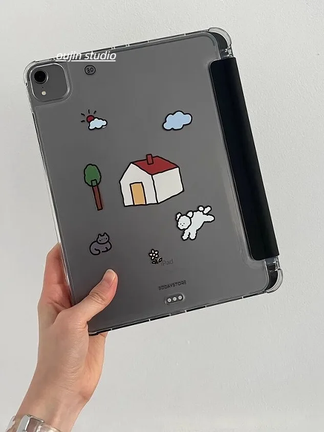 حافظة حماية لجهاز iPad برسوم كرتونية رائعة على شكل كلب وشمس متوافقة مع جهاز iPad Air5/ بوصة 2024، حافظة ناعمة مضادة للسقوط ...