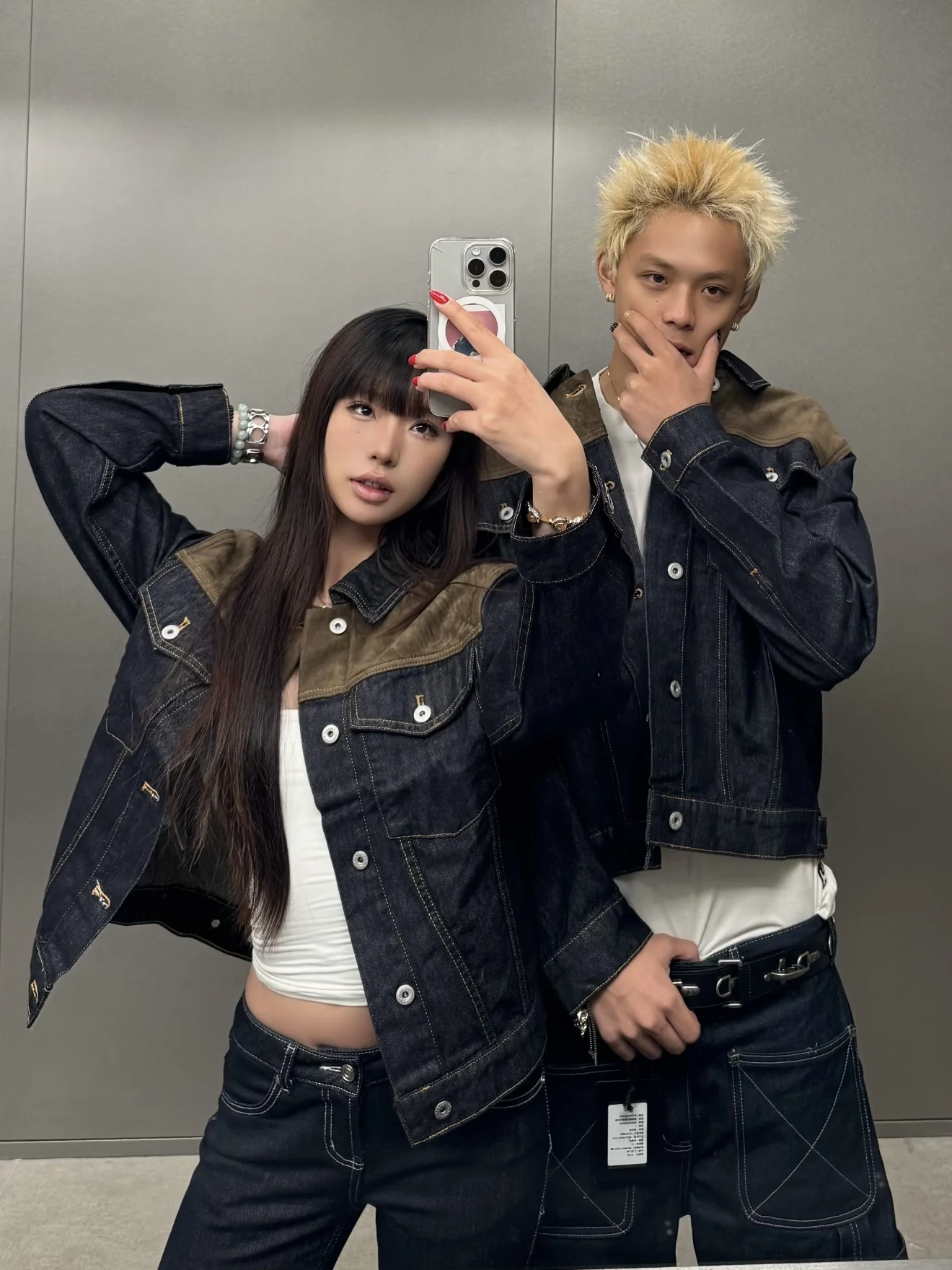 

Джинсовая куртка из замши с контрастной строчкой, оригинальный цвет, осенне-зимняя универсальная куртка для мужчин и женщин