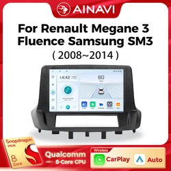 Ainavi Car Multimedia Player For Renault Megane 3 RS Fluence Samsung SM3 2008 2010 2014  Carplay Android Auto 4G Wifi 2din