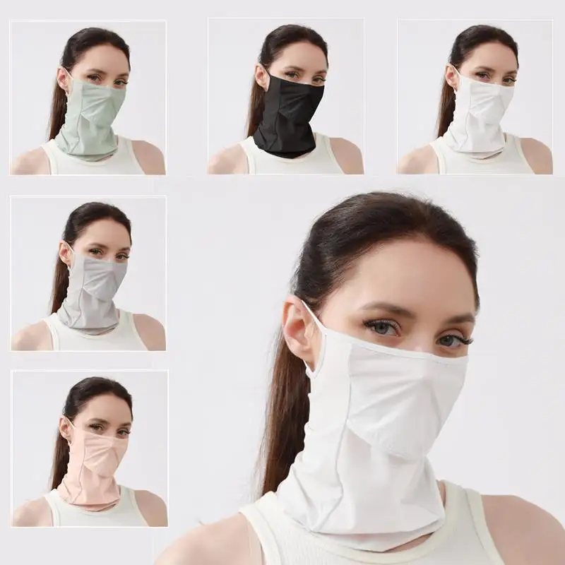 Unisex UV Protection Outdoor Neck Wrap Cover Sports Sun Proof Bib Ice Silk Mask Face Cover Neck Wrap Cover Sunscreen Face Scarf