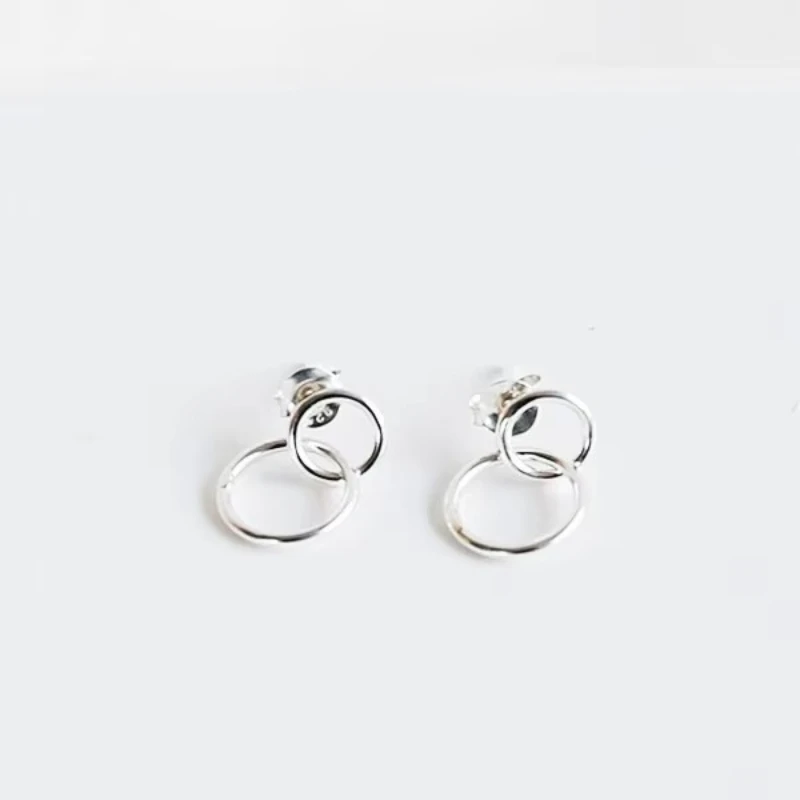 REETI 925 sterling silver Double circle Stud Earrings for Women Elegant Wedding Jewelry pendientes mujer moda 2019 Brincos