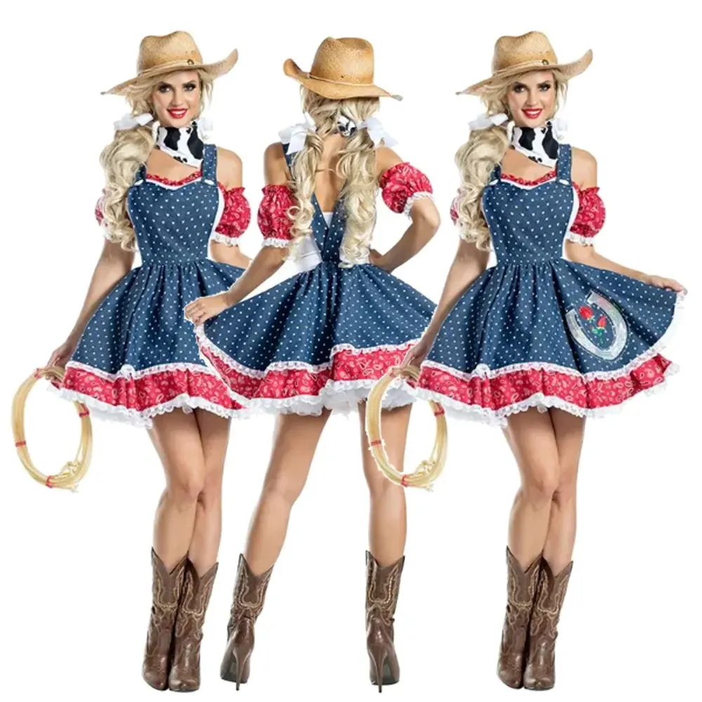 

Halloween Cowgirl Cavalier Fancy Dress Women Sexy Cowboy Cosplay Costume Pirate Costume Masquerade Party Dress