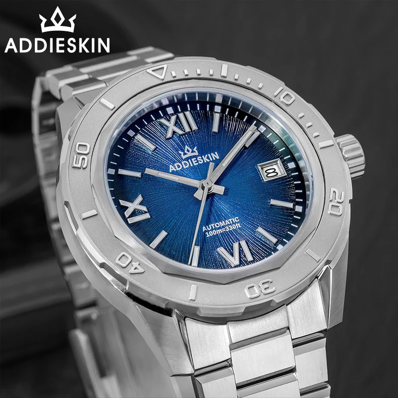 AddiesKin K002 40mm Mens Diver Watch 9015 Watch Automatic Water Resistant Sapphire Crystal BGW9 Luminous Hands Black Grey Dial