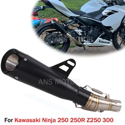 For Kawasaki Ninja 250 250R Z250 Ninja 300 2008-2017 Motorcycle Exhaust System Slip On Exhaust Muffler Tail Pipes