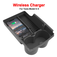 10W QI Wireless Charger With Cup Holder For Tesla Model S X 2017-2021 Accessories Charging Pad Car Center Console