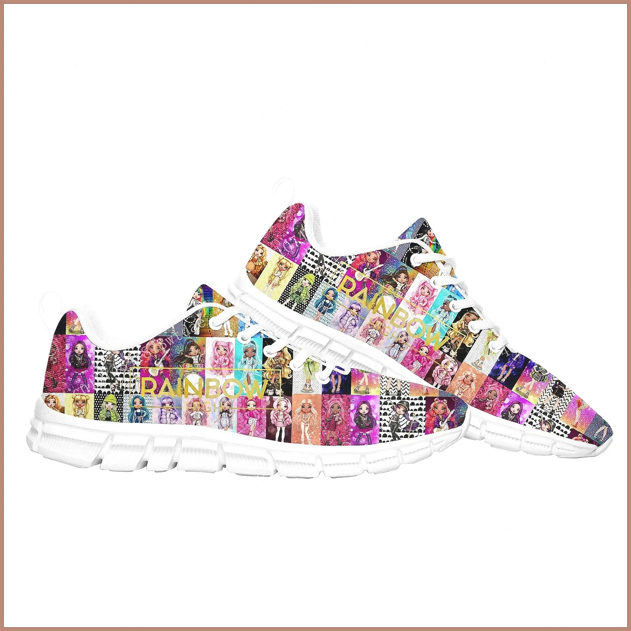 Rainbow High Manga Comics Sneakers, Custom Sports Shoes for Men & Women, Comfortable Lace-Up