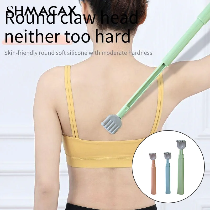 Soft Silicone Head Back Scratcher Telescopic Back Itching Relief Massager Portable For Old Man Household Manual Massager