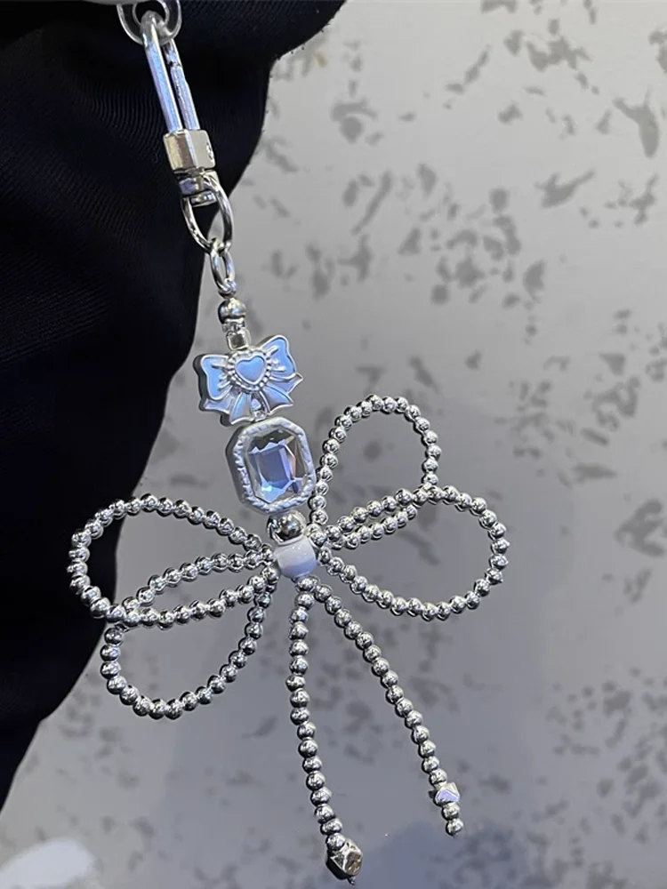 

New Trendy Sweet and Cute Crystal Butterfly Bead Knot Keychain Pendant For Women Gift
