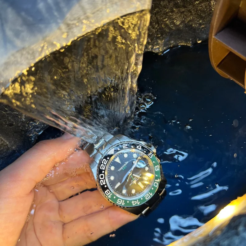 TIME TOKEN Men's Mechanical Watch - Luxury Ceramic Bezel Automatic GMT 10bar Waterproof Sapphire Glass New Design