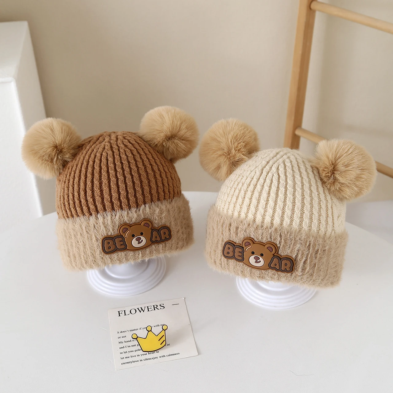 Cute Bear Plush Ear Protection - Knit Beanie Hat Warm review and price