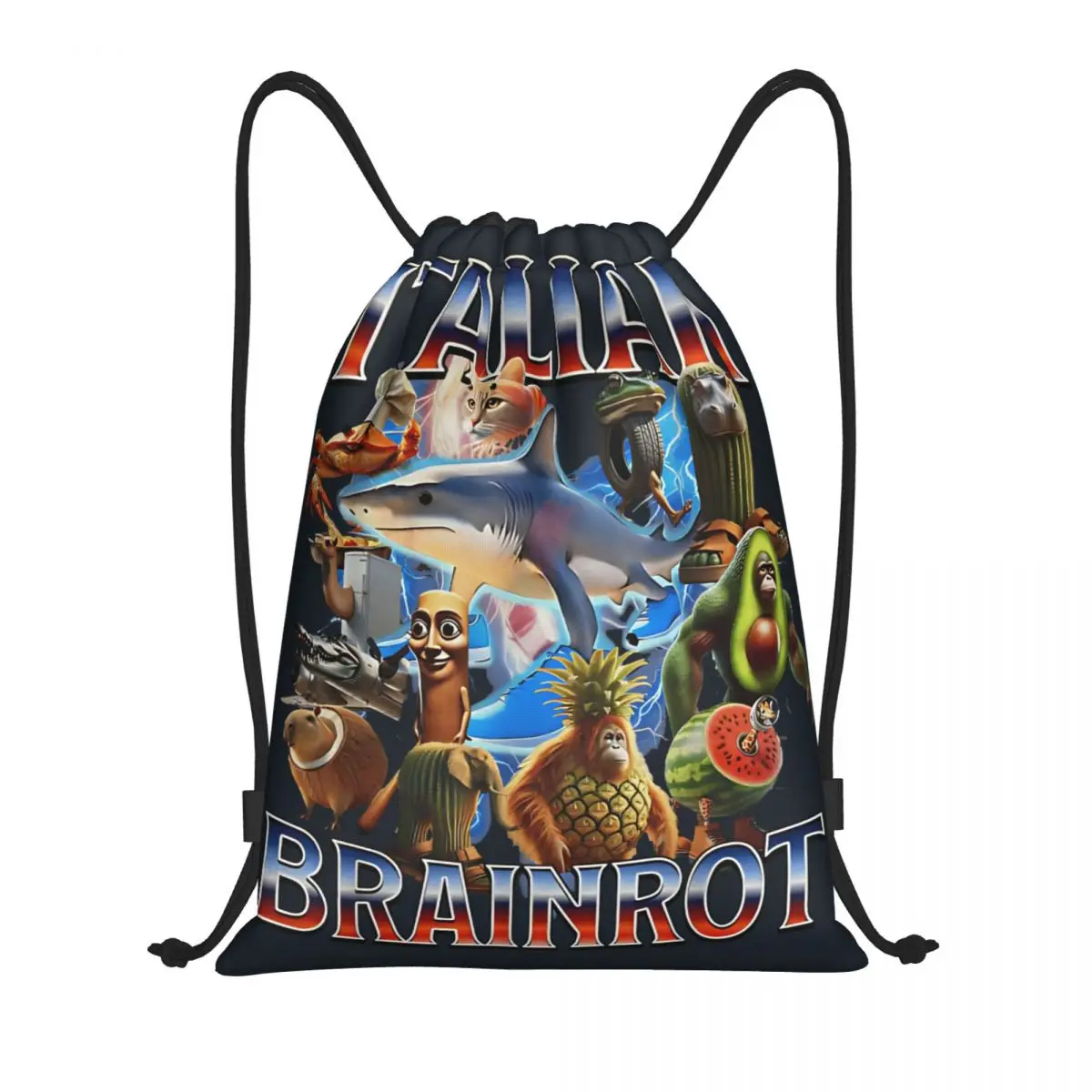 

Итальянские сумки Brainrot Tung Tung Tung на шнурке, спортивный рюкзак, спортивный рюкзак, сумка на шнурке для бега