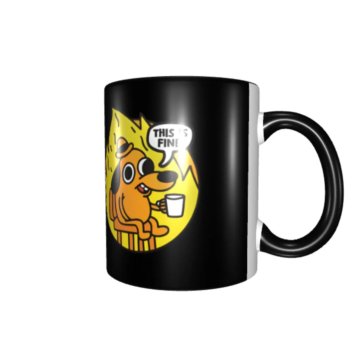 Custom I Am Fine Everything Is Fine Coffee Mug DIY Cute Cartoon Dog Ceramic Tea Milk Cup
