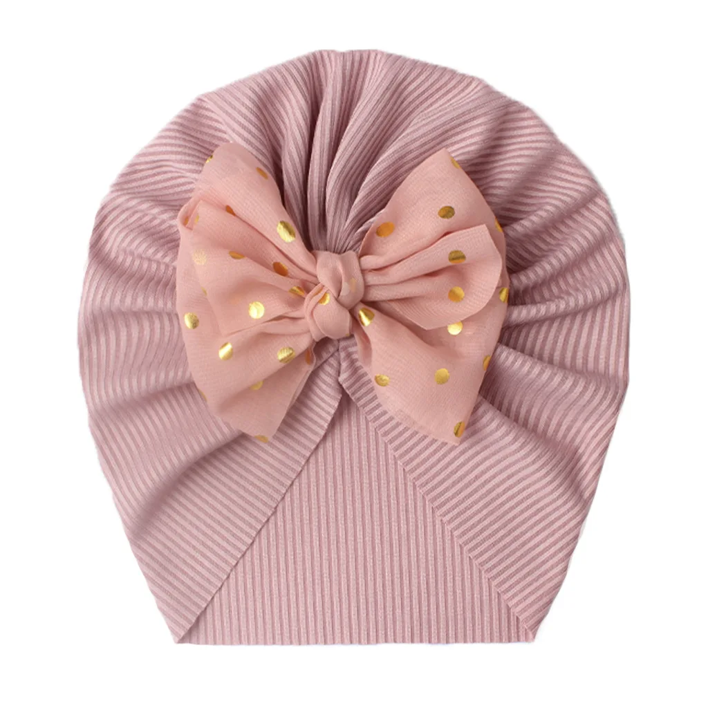 INS Children\'s Hats Newborn Thread Printing Bow Tie Hat Baby Hat Baby Turban Kids Hats & Caps Baby Photography Props Newborn Hat