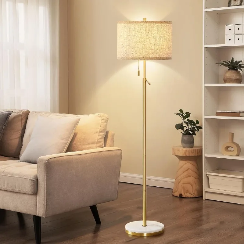 Imagem -04 - Altura Ajustável Marble Floor Lamp Lâmpada com Base de Mármore Lâmpada Alta com Interruptor de Corrente de Tração Lâmpadas de Assoalho