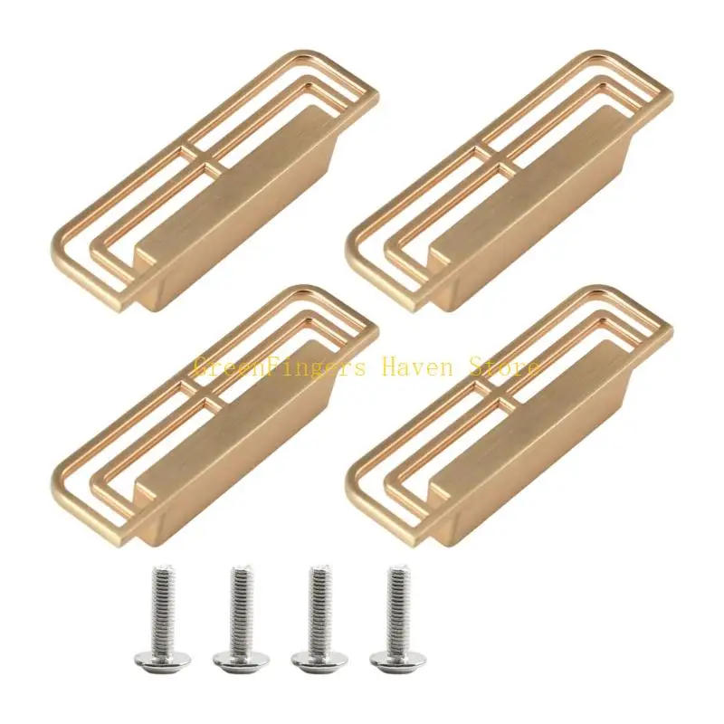 F68D 4Pcs Cabinet Pull Metal Dressers Knob Simple Square Drawer Door Pulls Handles Kitchen Bedroom Furniture Hardware