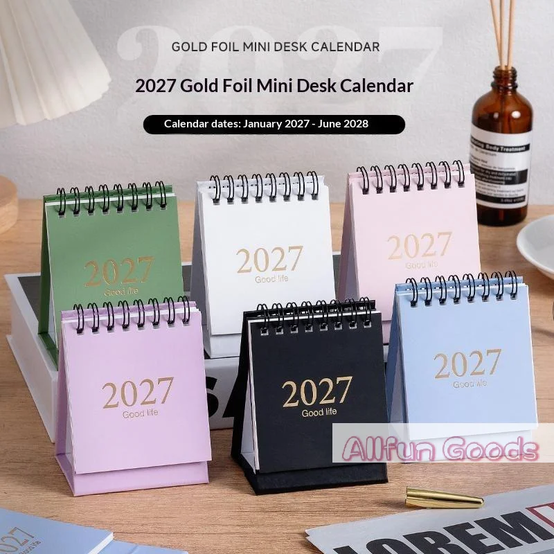 1Pcs 2027 Morandi Color Mini Desk Calendar 18 Months Desktop Plan Calendar Memo Message Small Ornaments Office Supplies Students