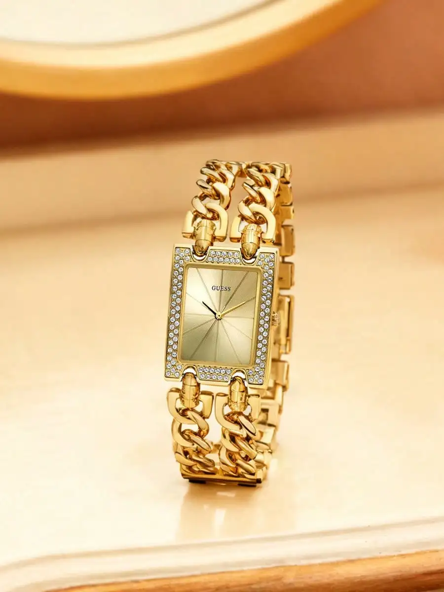 

Модные часы-браслет GUESS для женщин: ретро-часы с массивным ремешком, прямоугольным циферблатом с кристаллами, винтажные, элегантные, для вечеринок, подарок
