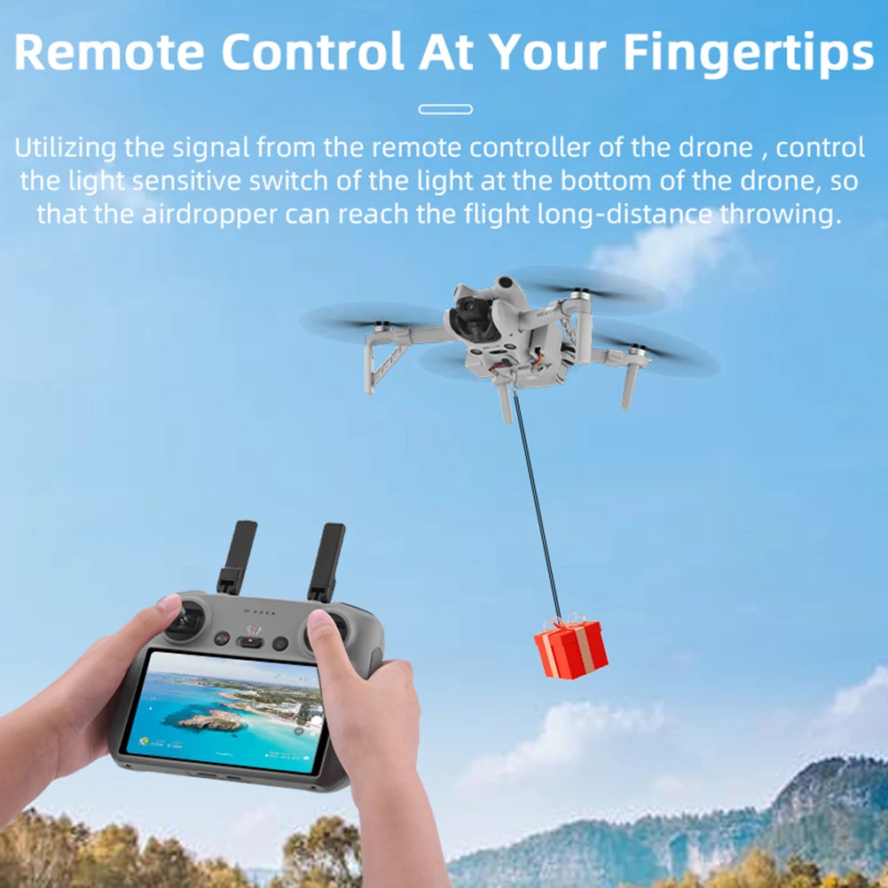 For DJI Mini 4 Pro Drone Airdrop Thrower System Payload Delivery Thrower Drone Remote Thrower for Fishing and Casting Farther