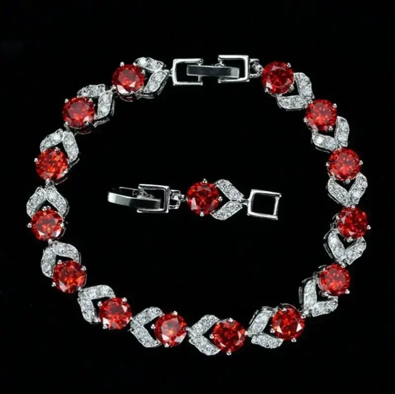 Exquisite High-Grade Synthetic Colorful Bright Stone Geometric Tennis Bracelet for Women, Unique Jewelry Gift, Holiday Universal