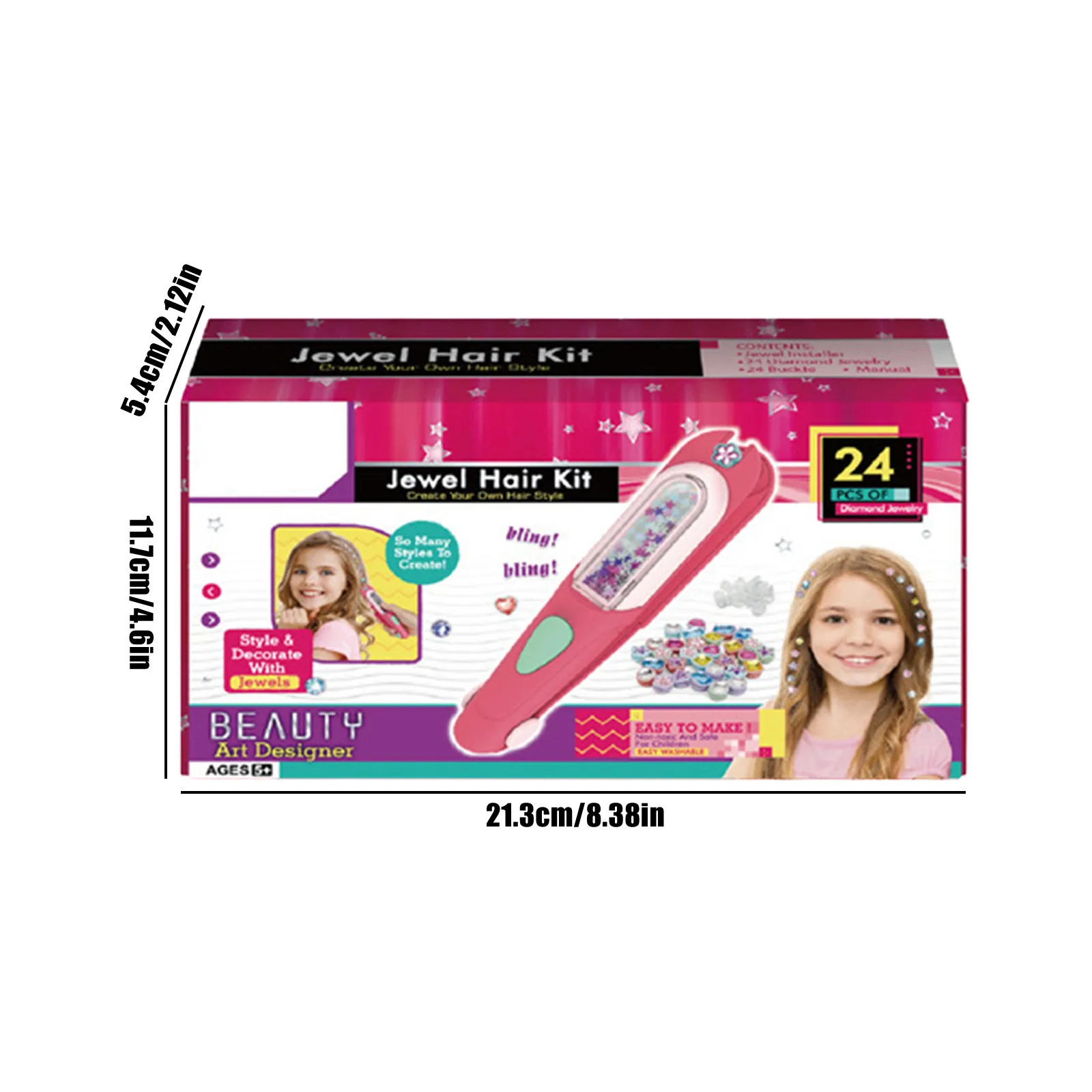 НОВЫЙ набор для волос для девочек, игрушки для волос, инструменты для укладки волос с многоразовыми блестящими бриллиантами, игрушки в подарок на день рождения для от 3 4 5 6 8-12 лет