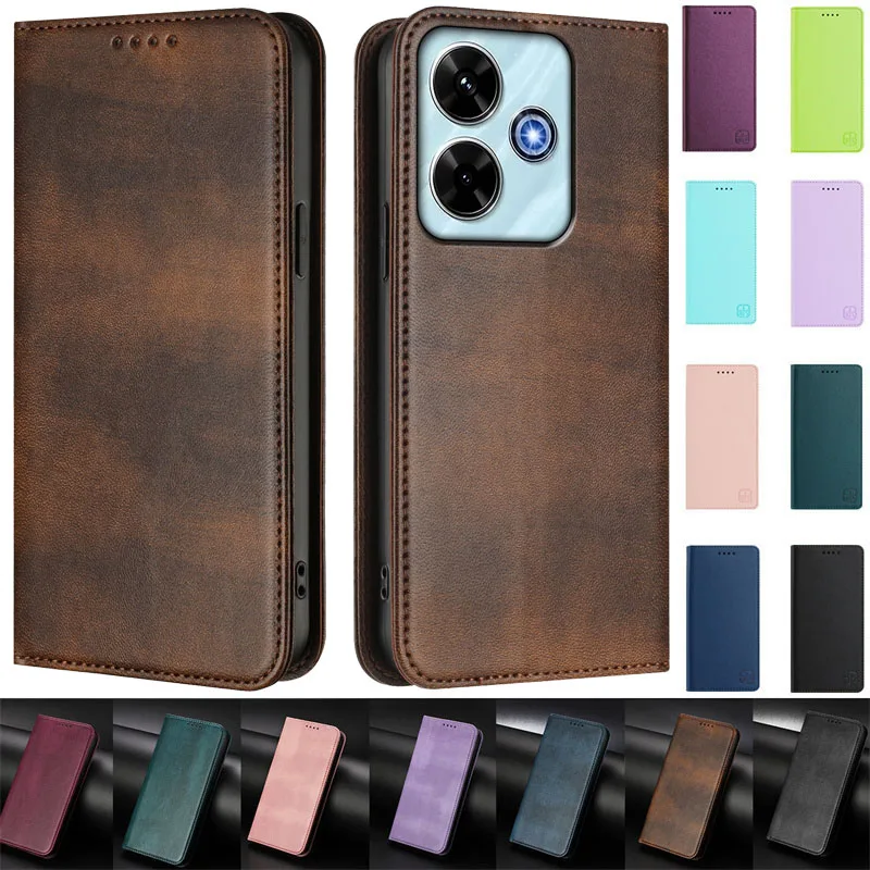 Redmi 13 磁気ケース Xiaomi Redmi 13 4G 5G レザーウォレットフリップアトラクションケース Xiaomi Redmi 13X 電話カバー Coque Etui