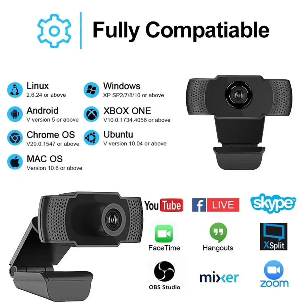 YP New 1080P Network Camera Full HD Network Camera, Suitable for PC Computers, Mac Laptops, Desktop Cameras