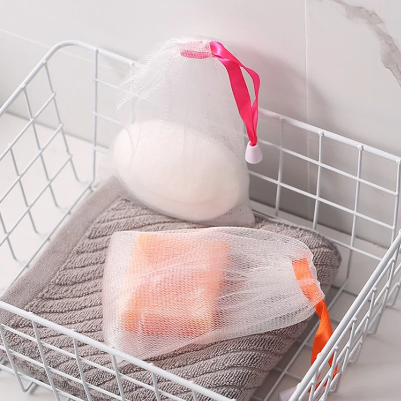 Seife Bubble Net tragbare Mesh-Tasche Bad Dusche weiß schäumende Bad Seife Peeling Mesh-Taschen Gesicht Haut saubere Werkzeuge