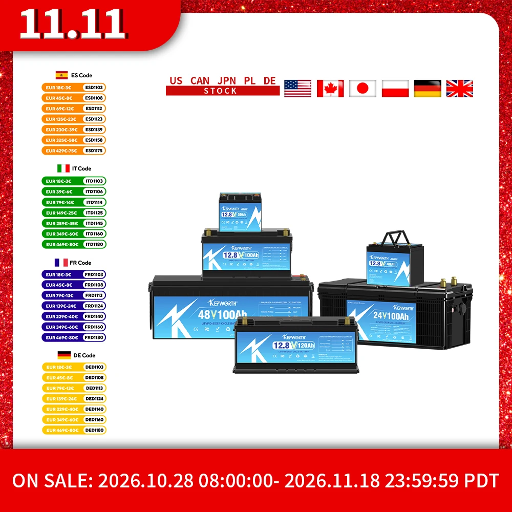 EU Stocks New LiFePO4 Deep Cycle Battery 12V 100Ah 120Ah 180Ah 300Ah Built-in Upgraded BMS For Golf Carts Marine Trolling Motor