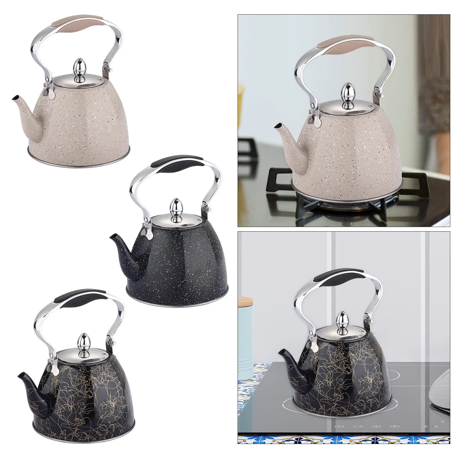 Induction Compatible Steel Teapot with Infuser Stovetop Kettle Ergonomic Grip for Boiling Water Tea Coffee Restaurant Use