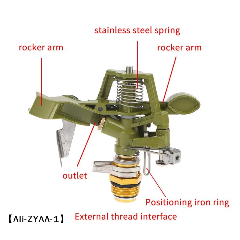 【A】1/2 3/4 Inch Metal Pulsating Sprinkler 360 Degree Rocker Arm Rotating Lawn Watering Sprinklers For Garden Irrigation System