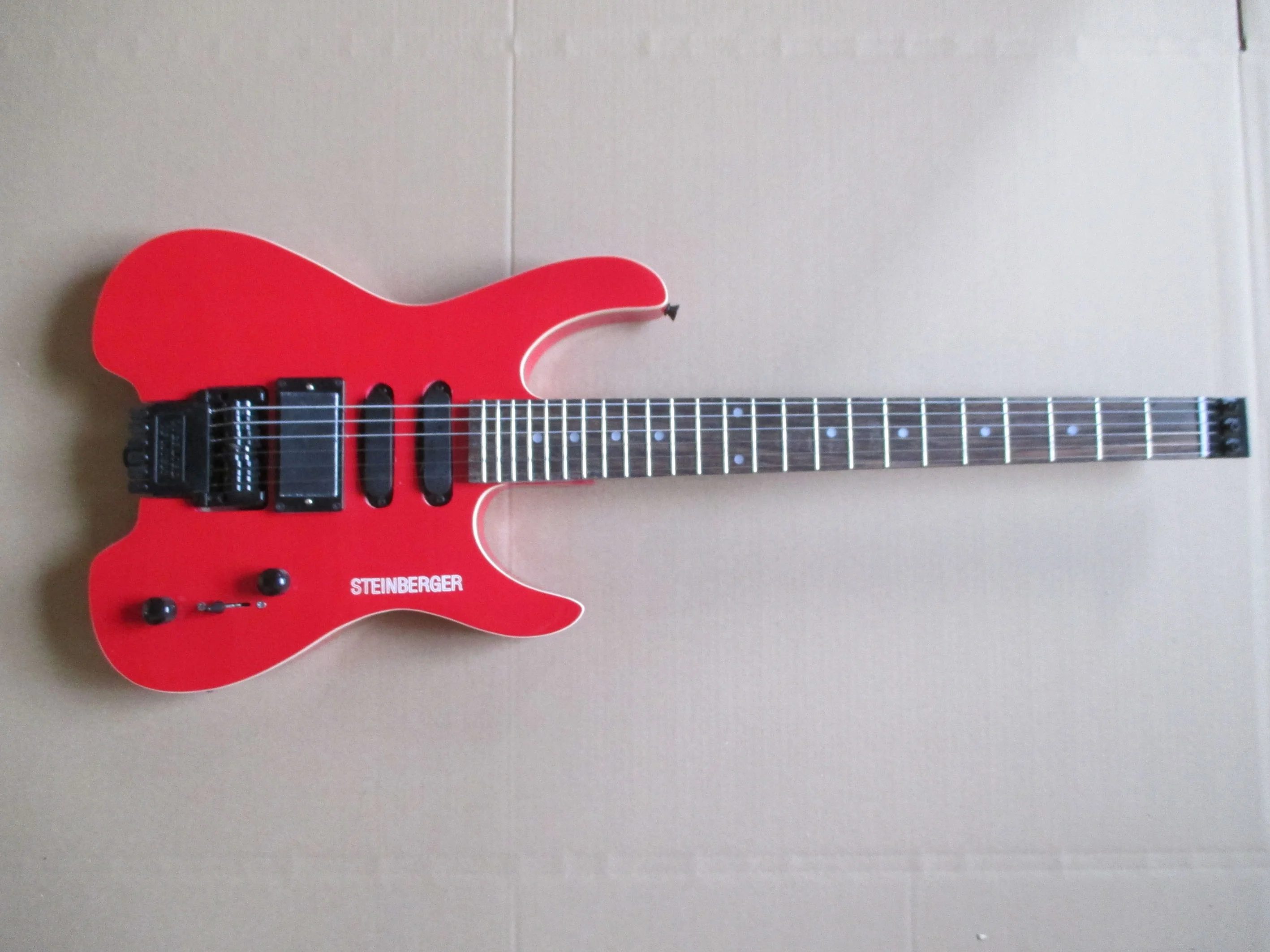 China customized wood electrical guitar kit without head red no rocker electric guitar