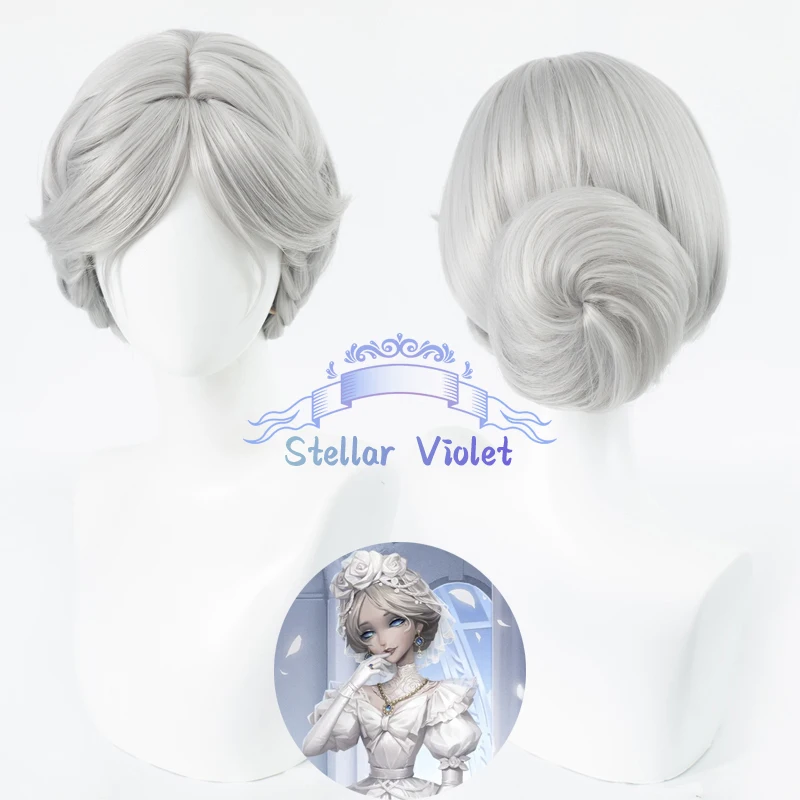 

Парик Bloody Queen Mary, Game Identity V, синтетические волосы для косплея, парики для косплея Bloody Queen, 30 см, серебристо-серый, вечерние, бесплатная шапочка для парика