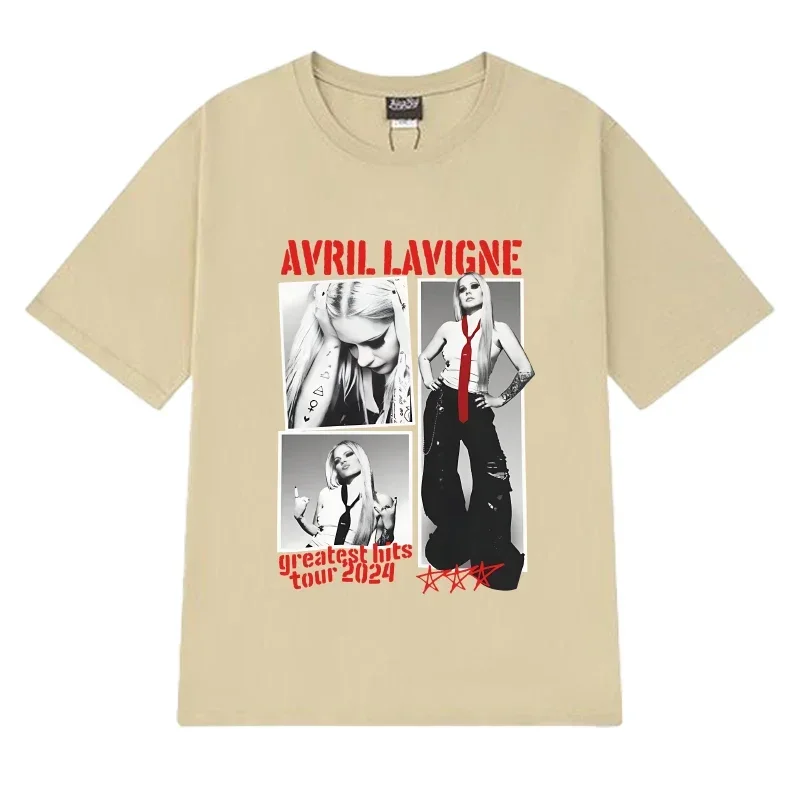 رائجة البيع أفريل لافين أعظم الزيارات جولة 2025 مطبوعة تي شيرت الرجال النساء المتضخم قصيرة الأكمام تي شيرت للجنسين 100% ملابس علوية من القطن