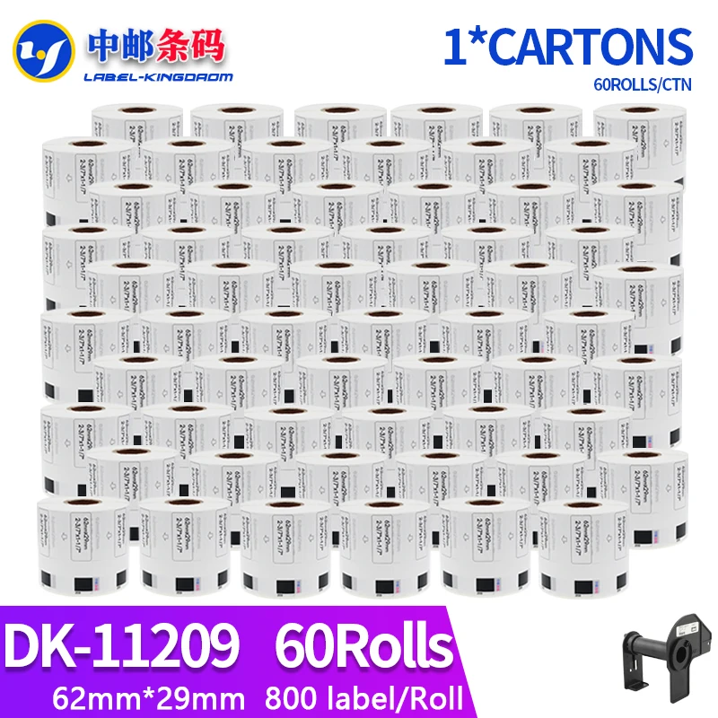 

60 Rolls Compatible DK-11209 Label 62mm*29mm Die Cut Work for Brother Printer White Paper DK11209 DK-1209