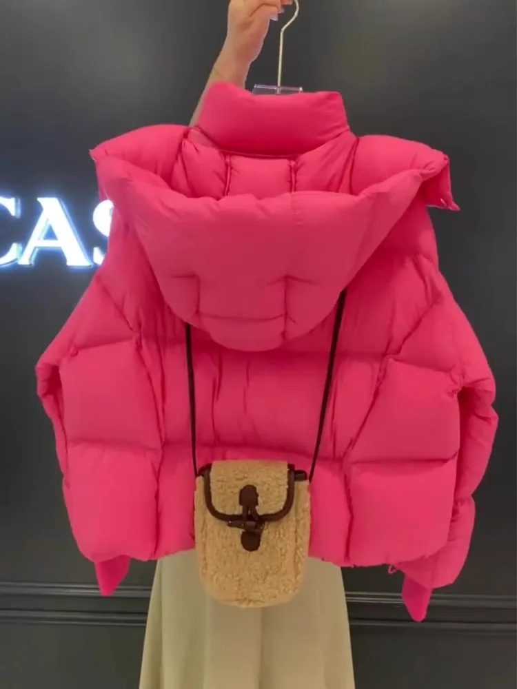 Sli ort Puffer Jaet Women's Fuchsia Pink 2025 New Winter Thi Outerwear Commute Sle Regular Fit White Du down