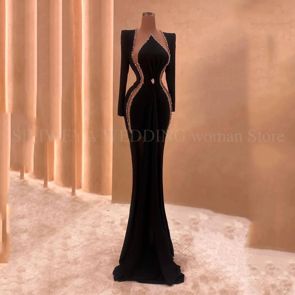 

Винтажные платья для выпускного вечера с длинными рукавами и круглым вырезом длиной до пола, русалка, аппликации, бисер, со шлейфом, вечерние платья для особых случаев