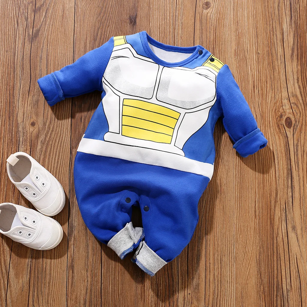 Baby Spring and Autumn Blue Armored Long Sleeve Pants All Cotton Romper One Piece