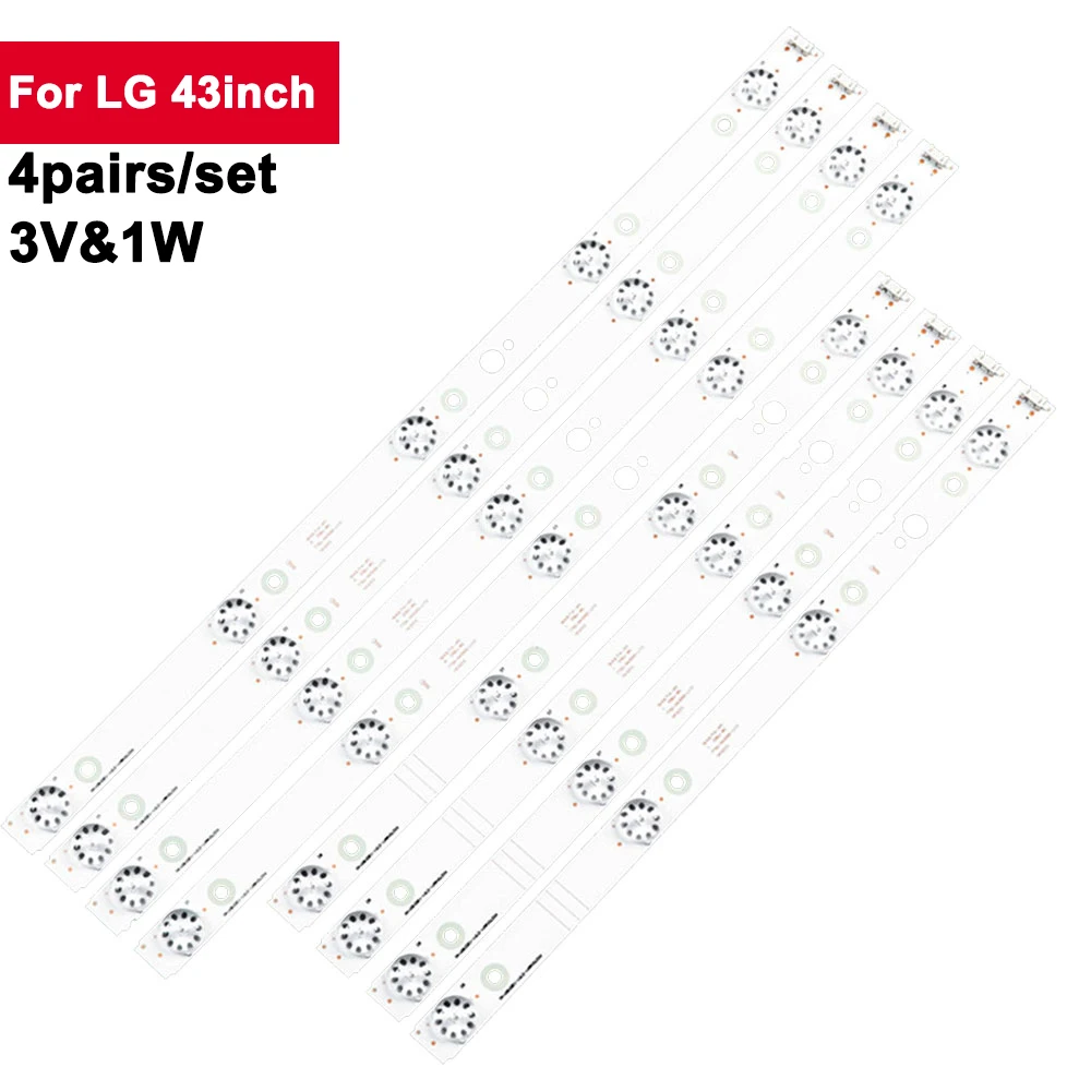 4Pairs/Set L:500mm R:450mm TV Backlight LED Bar For LIG 43inch A4330300104L74CREV1.0 LCD Backlight Repair 43UJ620V 43UJ6200