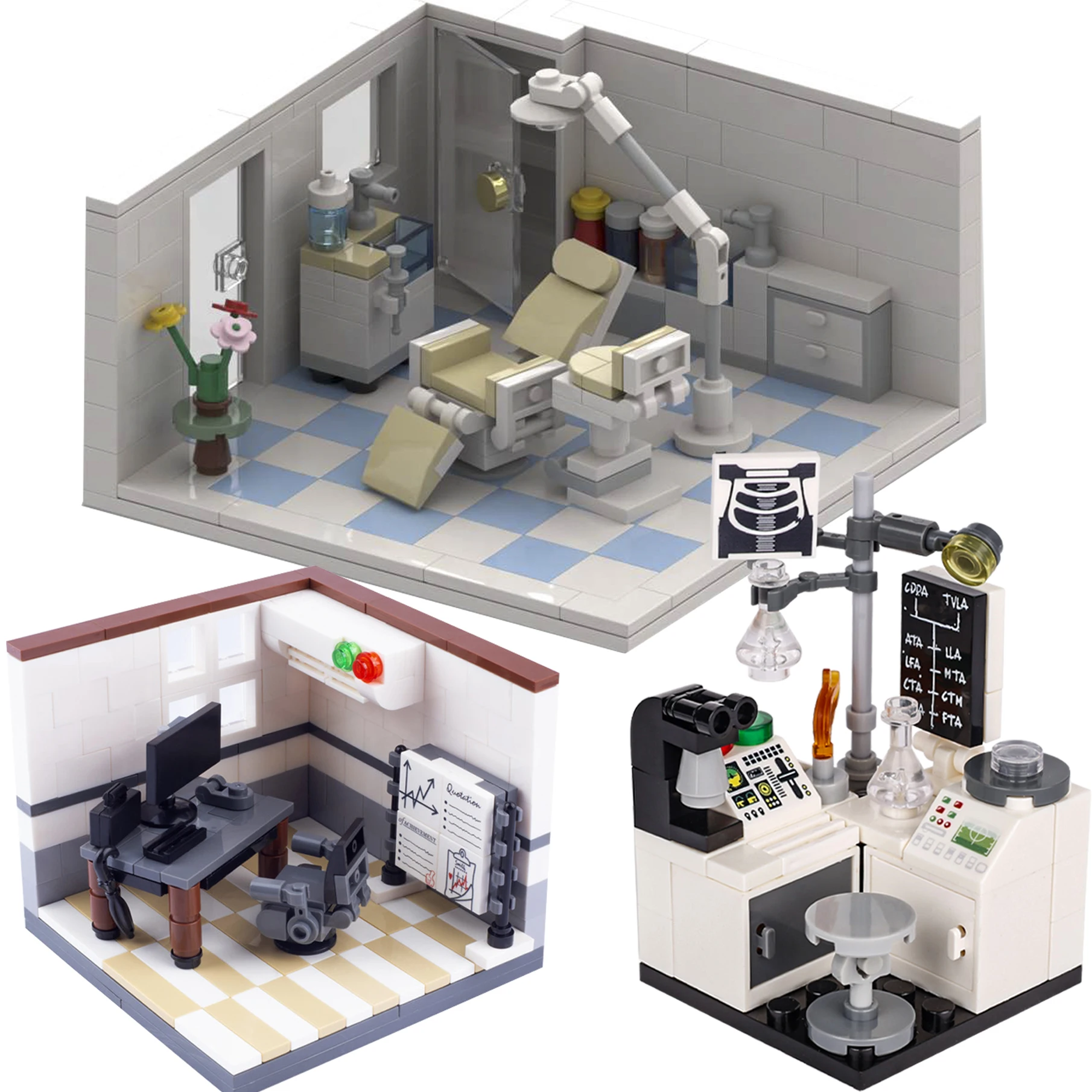 Moc City Lab Bouwstenen Kit Haak Bekermicroscoop Ziekenhuis Peration Platform Werkbank Bakstenen Speelgoed Kids Cadeau