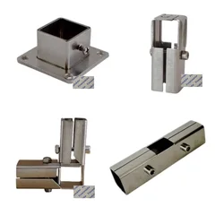 4Pcs Stainless Steel 25*25mm Square Railing Clamp Flange Connector For DIY Display Storage Rack Construction