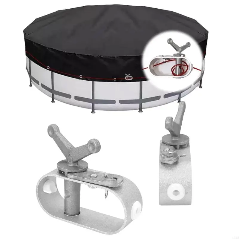 Pool Cover Line Holder Clip for Above Ground Pools, Aluminum Clamp Design Set of 2 for Securing Cover Position in Backyard