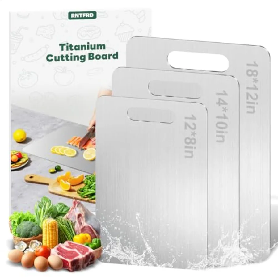 

Titanium Cutting Board Set of 3Premium NonSlip FoodGrade KnifeFriendly Chopping Boards Lightweight Durable Dishwasher Safe Idea