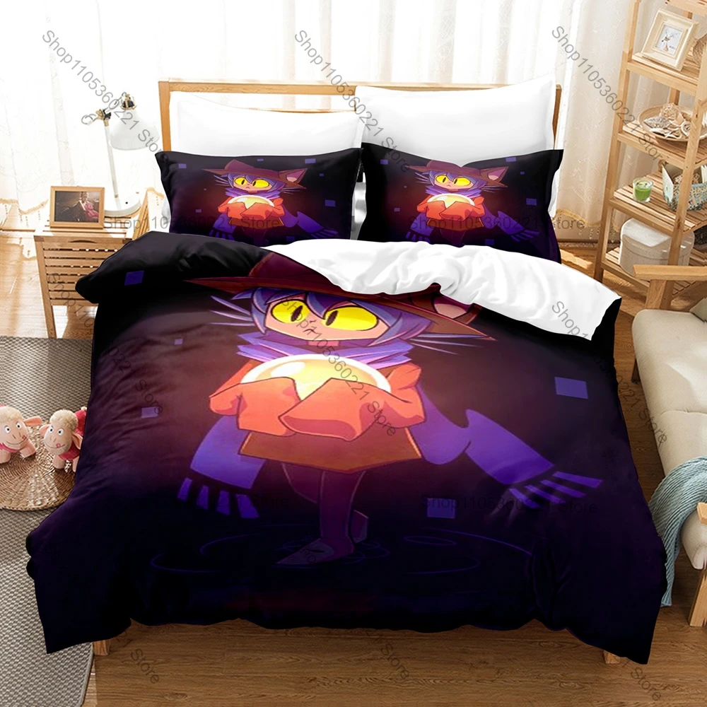 Niko Oneshot Fan Merch Duvet Cover + 2 Pillowcases, Unique Game Art Print Bedding Set Comfortable Textile for Gaming Collectors