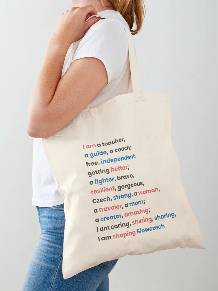 

The Slowczech Motto in English Tote Bag Canvas bag for women hand bag ladies Women's custom tote