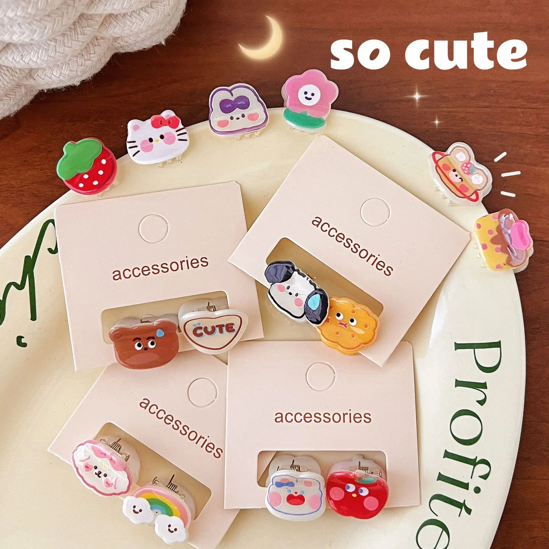 2pcs Mini Cute Baby Hair Claws Summer Kawaii Cartoon Bangs Hairpin for Baby Girls Floral Hair Claws Little Girl Hair Accessories